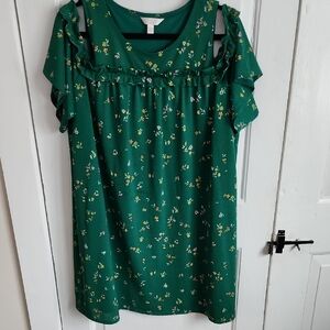 LC Lauren Conrad Green Floral Blouse
